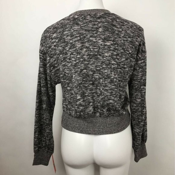 Colsie Cropped Sweater Gray Marled Crew Neck Sz M - Picture 4 of 8